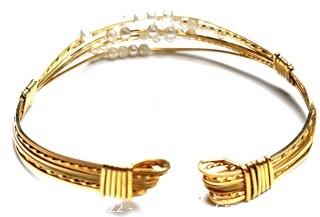 Multi Strand Fresh Water Pearl Cuff Bracelet on 14Kt Gold Wire.  Unmarked but Tested. 8 grams total weight. 