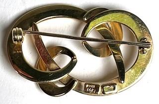 14kt Yellow Gold Made in Italy Algerian Love Knot Brooch.  6 grams