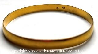 18kt Gold Bangle Bracelet.  Marks Illegible, but Tested.  16.8 grams