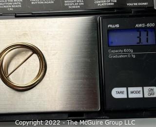 18kt Yellow Gold Double Circle Brooch.  3.7 grams.