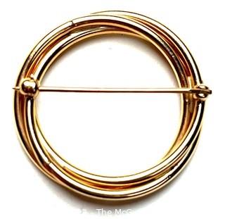 18kt Yellow Gold Double Circle Brooch.  3.7 grams.