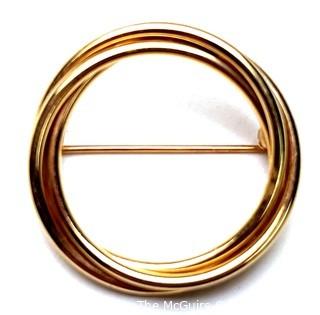 18kt Yellow Gold Double Circle Brooch.  3.7 grams.