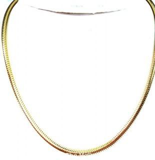 14Kt Yellow Gold Round Snake Chain Necklace, 16" long.  26.8 grams