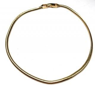 14Kt Yellow Gold Round Snake Chain Necklace, 16" long.  26.8 grams