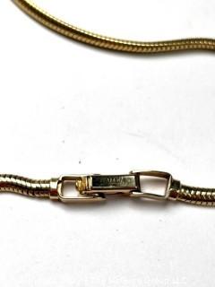 14Kt Yellow Gold Round Snake Chain Necklace, 16" long.  26.8 grams