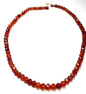 Victorian Faceted Baltic Amber Bead Necklace.  Clasp Broken. 20" long.  