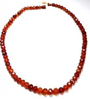 Victorian Faceted Baltic Amber Bead Necklace.  Clasp Broken. 20" long.  