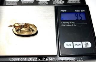 18-Karat Yellow Gold Tested Horse Fob on Jasper Wax Seal, Initial A.  Missing Bale Link. 9.5 grams total weight. 