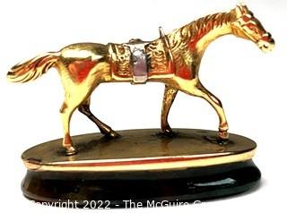 18-Karat Yellow Gold Tested Horse Fob on Jasper Wax Seal, Initial A.  Missing Bale Link. 9.5 grams total weight. 