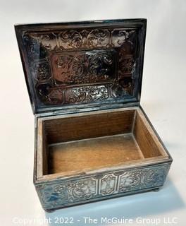 Antique Silver-Plated Wood Lined Repoussé Jewelry Trinket Box by Barbour S.P. International.