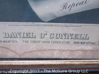 Framed lithograph of Daniel O'Connell; The Great Irish Liberator