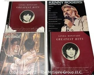 Classic Vinyl Record Albums:  Linda Ronstadt (x3) & Kenny Rogers