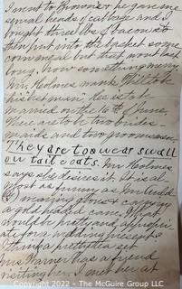 Late 19th C Hand written letter from mother to daughter at Smith College describing and illustrating new clothing she is making  