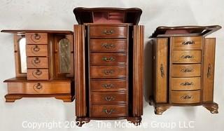 Three (3) Wood Jewelry Cabinets or Chests