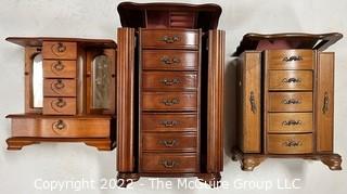 Three (3) Wood Jewelry Cabinets or Chests