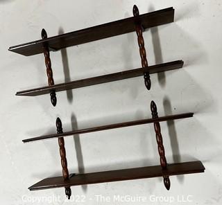 Two (2) Wood Wall Hanging Trinket Shelves