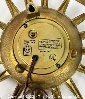 Mid Century Metal Electric Wall Clock. Model 81. United Clock Corp. Brooklyn NY