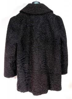 Vintage Black Curly Persian Lamb Coat with Silk Lining.  Approximately a size S/M