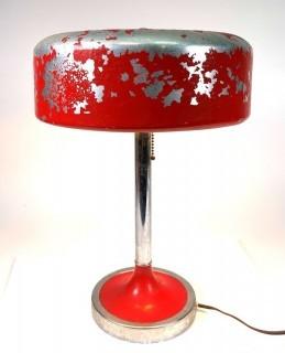 Art Deco Red Painted Chrome Table Lamp 