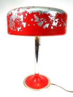 Art Deco Red Painted Chrome Table Lamp 