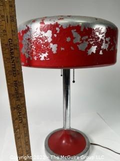 Art Deco Red Painted Chrome Table Lamp 