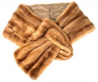 Vintage Blonde Mink Fur Cape or Stole Wrap with Silk Lining.  One small split in fur.  72" long