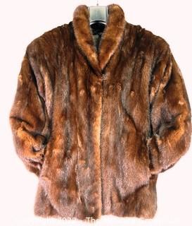 Mahoghany Brown Mink Fur Jacket or Coat with Pockets and Silk Lining.