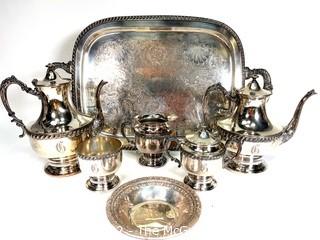 Seven (7) Piece Sheridan Silver Company Tea Set, Silver Plate.