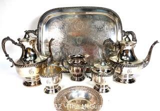 Seven (7) Piece Sheridan Silver Company Tea Set, Silver Plate.