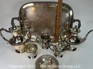 Seven (7) Piece Sheridan Silver Company Tea Set, Silver Plate.