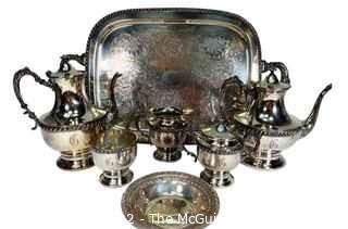 Seven (7) Piece Sheridan Silver Company Tea Set, Silver Plate.