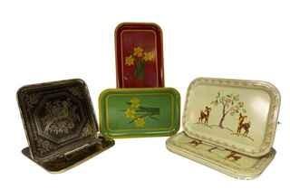 Collection of Painted Metal Serving or TV Trays. 