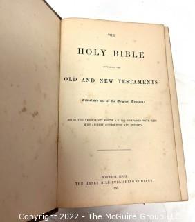 Leather Bound Family Bible with Family Record, Henry Bill Publishing Co. 1885 