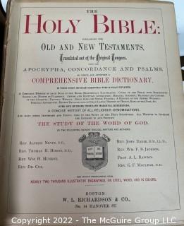 1876 Victorian Glit Tooled Leather Holy Bible Full of  Engravings and Illustrations. 