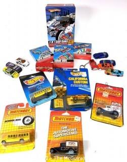 Collection of Die Cast Toy Cars Including Hotwheels and Matchbox, Many New in Packages. 