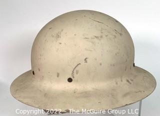 Vintage White Civil Defense Metal Helmet Marked U.S. Gov't Property  