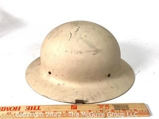 Vintage White Civil Defense Metal Helmet Marked U.S. Gov't Property  