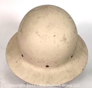 Vintage White Civil Defense Metal Helmet Marked U.S. Gov't Property  