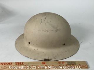 Vintage White Civil Defense Metal Helmet Marked U.S. Gov't Property  