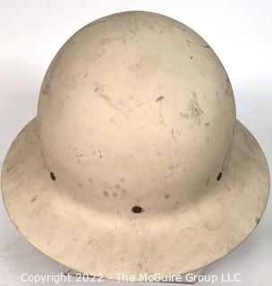 Vintage White Civil Defense Metal Helmet Marked U.S. Gov't Property  