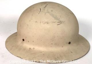 Vintage White Civil Defense Metal Helmet Marked U.S. Gov't Property  