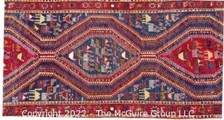 Hand Knotted Balouch Persian Wool Rug or Runner.  38" x 96"