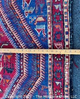 Hand Knotted Balouch Persian Wool Rug or Runner.  38" x 96"