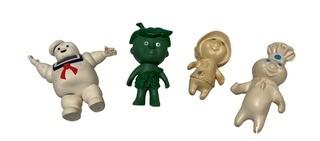 Four (4) Rubber Promotional Squishy Toys Including Pillsbury Dough Boy, Green Giant and Stay Puff Marshmallow Man.