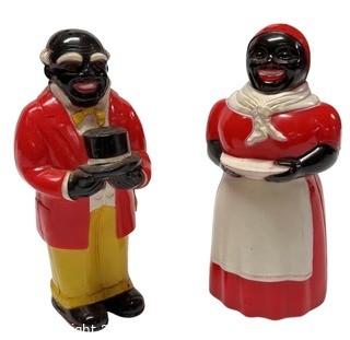  Set of Aunt Jemima & Uncle Mose Celluloid Salt &Pepper Shakers