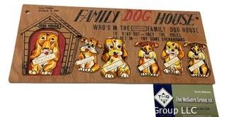 Vintage Family Dog House Wood Plaque Sign, Made in Japan. 