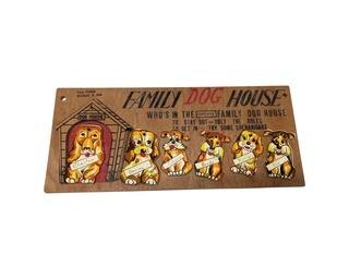 Vintage Family Dog House Wood Plaque Sign, Made in Japan. 