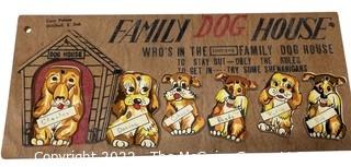 Vintage Family Dog House Wood Plaque Sign, Made in Japan. 