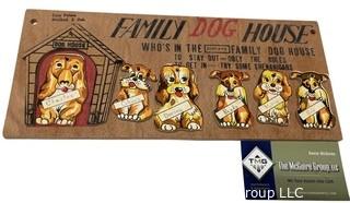 Vintage Family Dog House Wood Plaque Sign, Made in Japan. 