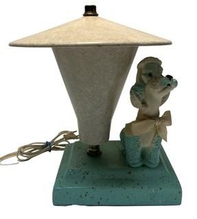 Mid Century Plastic Poodle Dog Nursery Rhyme Nightlight Table Lamp